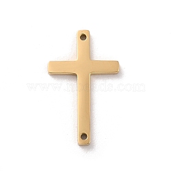 Ion Plating(IP) 304 Stainless Steel Connector Charms, Laser Cut, Religion Corss Links, Golden, 17.5x11x1.5mm, Hole: 1mm(STAS-K270-39G)
