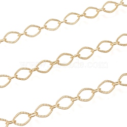 3.28 Feet Brass Link Chains, Textured, Long-Lasting Plated, Soldered, Real 18K Gold Plated, 8.5x6x0.7mm and 5x3.5x1mm(X-CHC-M020-07G)