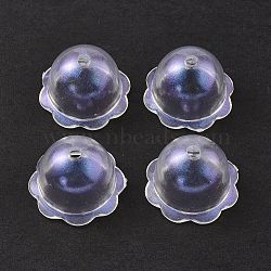 Transparent Acrylic Bead Caps, Glitter Powder, Multi-Petal, Half Round, Clear, 24x15mm, Hole: 2.8mm(X-OACR-P007-46)