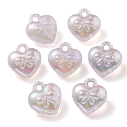 Luminous UV Plating Transparent Acrylic Pendants, Glow in The Dark, Heart Charm, Plum, 18x17x10mm, Hole: 3mm(OACR-P010-10D)