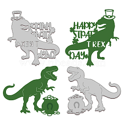 2Pcs 2 Styles Saint Patrick's Day Carbon Steel Cutting Dies Stencils, for DIY Scrapbooking, Photo Album, Decorative Embossing Paper Card, Stainless Steel Color, Coins & Leprechaun Top Hat, Dinosaur Pattern, 10.6~13.7x9.9~11.8x0.08cm, 1pc/style(DIY-WH0309-749)