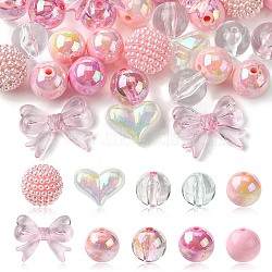 40Pcs 10 Styles Acrylic Beads, Round, Mixed Color, 16~23x15~29.5x6mm, Hole: 1.6~2.8mm(MACR-FS0001-67)