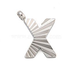 304 Stainless Steel Charms, Handmade Engrave Figure, Full Polished, Stainless Steel Color, Letter X, 14x10x2mm, Hole: 1.8mm(STAS-G345-01P-X)