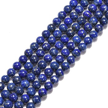 Natural Lapis Lazuli Beads Strands, Grade A-, Round, 6mm, Hole: 1mm, about 62pcs/strand, 16 inch