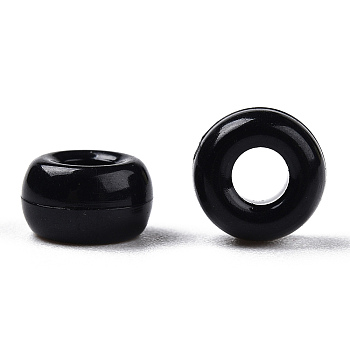 Opaque Acrylic Beads, Rondelle, Black, 7x4mm, Hole: 3mm, about 4545pcs/500g