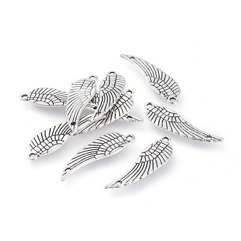 Tibetan Style Links, Cadmium Free & Lead Free, Wing, Antique Silver, 30x9x1mm, Hole: 1~2mm