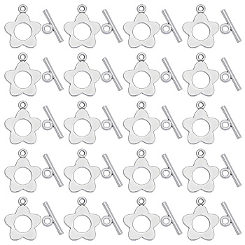 100Pcs Flower Tibetan Style Alloy Toggle Clasps, Lead Free and Cadmium Free, Antique Silver, Flower: 16x20mm, Bar: 16mm long, Hole: 2.5mm