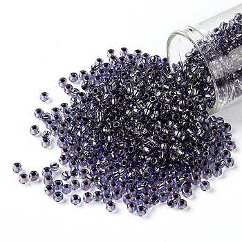 TOHO Round Seed Beads, Japanese Seed Beads, (749) Copper Lined Light Sapphire, 8/0, 3mm, Hole: 1mm, about 1110pcs/50g