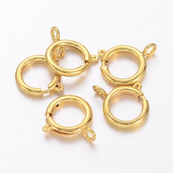 Brass Spring Ring Clasps, Jewelry Accessory, Golden, 12mm, Hole: 2.5mm