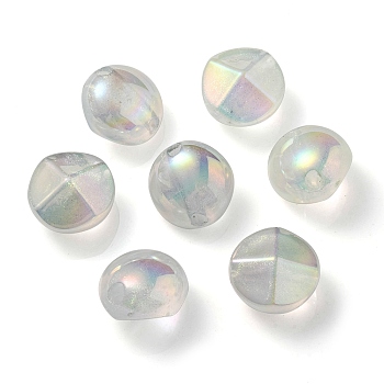 UV Plating Luminous Transparent Acrylic Beads, Glow in The Dark, Round, Aqua, 21x21.5x15mm, Hole: 4mm