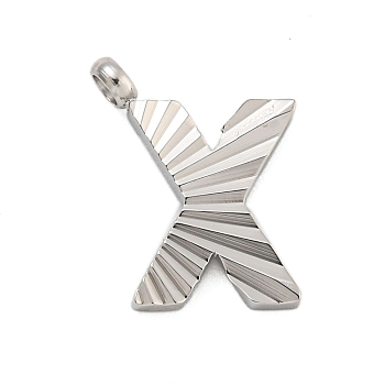 304 Stainless Steel Charms, Handmade Engrave Figure, Full Polished, Stainless Steel Color, Letter X, 14x10x2mm, Hole: 1.8mm