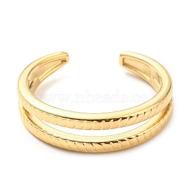 304 Stainless Steel Textured Open Cuff Ring for Women(RJEW-C016-18G)-2