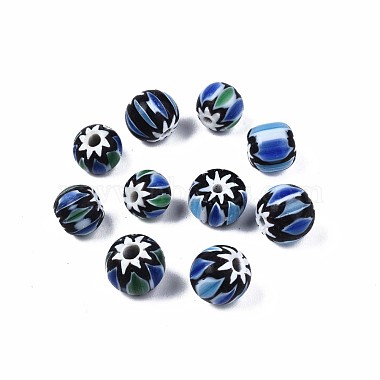 Black Round Millefiori Lampwork Beads