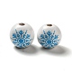 Christmas Snowflake Printed Wood European Beads(WOOD-K007-05A)-1