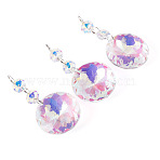 3Pcs Round Glass Suncatchers for Outdoor Garden Hanging Decoration, Crimson, 95x45mm(HJEW-TADJ0001-02)