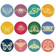 Paper Self Adhesive Gold Foil Embossed Stickers, Colorful Round Dot Decals for Seal Decoration, DIY ScrapbookScrapbook, Insects, 50x50mm, 12pcs/sheet, 10 sheets/set(DIY-WH0434-011)