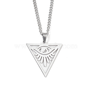 Non-Tarnish 201 Stainless Steel Pendant Necklaces for Man, Triangle, 23.70 inch(60.2cm), Triangle: 32.5x32x1.3mm(NJEW-Q336-02H-P)