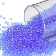 TOHO Round Seed Beads, Japanese Seed Beads, (13) Transparent Light Sapphire, 11/0, 2.2mm, Hole: 0.8mm, about 1110pcs/10g(X-SEED-TR11-0013)