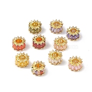 Rack Plating Brass Micro Pave Cubic Zirconia Beads, Cadmium Free & Lead Free, Long-Lasting Plated, Real 18K Gold Plated, Column, Mixed Color, 9x6mm, Hole: 4mm(KK-C019-01G)