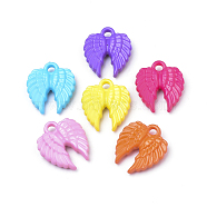 Opaque Acrylic Pendants, Wing, Mixed Color, 23x20x6mm, Hole: 3mm, about 380pcs/500g(SACR-Q190-81)