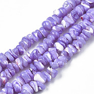 Natural Freshwater Shell Beads Strands, Dyed, Nuggets Chips, Lilac, 2.5~5.5x6~17.5x5~8mm, Hole: 0.8mm, about 92~112pcs/strand, 13.98 inch~16.14 inch(35.5~41cm)(SHEL-N003-23-B01)