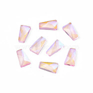 Glass Rhinestone Cabochons, Nail Art Decoration Accessories, Faceted, Trapezoid, Pink, 6x3.5x1.5mm(MRMJ-N027-042)