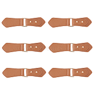 6 Sets PU Imitation Leather Sew on Toggle Buckles, Tab Closures, Cloak Clasp Fasteners, with Zinc Alloy & Iron Finding, Light Gold, 12.6x2.6~2.9x1cm(FIND-FG0001-83)