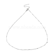 304 Stainless Steel Bar Link Chain Necklaces, Stainless Steel Color, 17.87 inch(45.4cm)(NJEW-K249-12P)