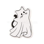 Halloween Theme Opaque Acrylic Pendants, Ghost, Cat, 42.5x27.5x1.8mm, Hole: 2.2mm(SACR-S034-03A)