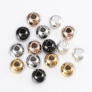 304 Stainless Steel Beads, Round, Mixed Color, 6x5mm, Hole: 2mm(STAS-H394-04)