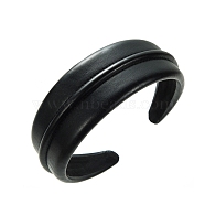 Solid Color Imitation Leather Hair Bands, Wide Hair Accessories for Women Girls, Black, 155x140mm(PW-WG32312-02)