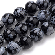 Natural Snowflake Obsidian Beads Strands, Round, 10mm, Hole: 1mm, about 37pcs/strand, 15.1 inch(G-S259-20-10mm)