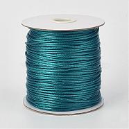 Eco-Friendly Korean Waxed Polyester Cord, Teal, 2mm, about 90yards/roll(80m/roll)(YC-P002-2mm-1110)