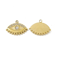 Vacuum Plating 201 Stainless Steel Pendants, Crystal Rhinestone Eye Charms, Real 18K Gold Plated, 11.5x15.5x2.5mm, Hole: 1.5mm(STAS-J401-VC547)