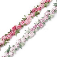 4 Yards 2 Colors Polyester Lace Trim, Flower, Mixed Color, 13.5~14mm,  2 yards/color(OCOR-XCP0001-59)