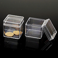 Polystyrene(PS) Plastic Bead Containers, Cube, Clear, 4x4x4cm(CON-L006-10B)