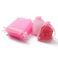 Organza Gift Bags with Drawstring, Jewelry Pouches, Wedding Party Christmas Favor Gift Bags, Pink, 12x9cm(X1-OP-R016-9x12cm-02)