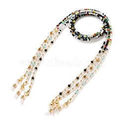 Eyeglasses Chains Sets, Neck Strap for Eyeglasses, with Glass Beads, Brass Beads, 304 Stainless Steel Lobster Claw Clasp and Rubber Loop Ends, Golden, Mixed Color, 31.69 inch(80.5cm), 3pcs/set(AJEW-EH00245)