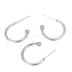304 Stainless Steel Earring Hooks, Stainless Steel Color, 17x22x1.5mm, Pin: 1mm(X-STAS-K211-01P-A)