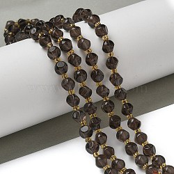 Natural Ice Obsidian Beads Strands, with Seed Beads, Faceted, Dice, 6x6mm, Hole: 1mm, about 47~52pcs/strand, 15.35''~15.75''(39~40cm)(G-K387-A09-01)