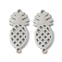 304 Stainless Steel Connector Charms, Pineapple, Stainless Steel Color, 19x8.5x1mm, Hole: 1.2mm(STAS-P344-06P)