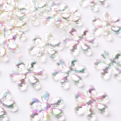 Transparent Acrylic Beads, AB Color, Flower, Clear, 25x4.5mm, Hole: 1.6mm, about 375pcs/500g(TACR-S154-35C-205)