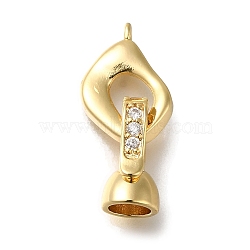 Brass Micro Pave Clear Cubic Zirconia Fold Over Clasps, Oval, Real 18K Gold Plated, 21mm(KK-H480-39G)