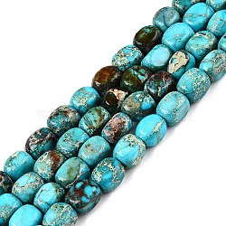 Natural Imperial Jasper Beads Strands, Dyed, Cuboid, Cyan, 6.5~7.5x5~6x5~6mm, Hole: 0.8mm, about 53~60pcs/strand, 15.55~15.87 inch(39.5~40.3cm)(G-N342-62C)