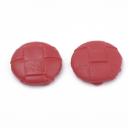 Imitation Leather Covered Cabochons, with Aluminum Bottom, Half Round/Dome, Platinum, Red, 25x6~7mm(WOVE-N006-02F)