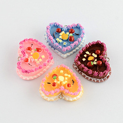 Resin Pendants, Cake, Mixed Color, 28x33x11mm, Hole: 2mm(RESI-R127-02)