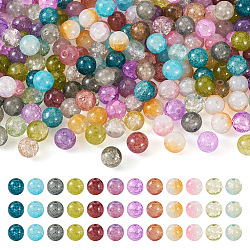 Pandahall 240Pcs 12 Colors Crackle Glass Beads, Round, Mixed Color, 10x9mm, Hole: 1.2mm, 20Pcs/color(CCG-TA0002-03)