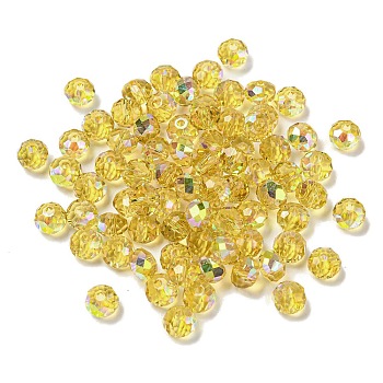 Electroplate Glass Beads, Rondelle, Gold, 6x4mm, Hole: 1.4mm, 100pcs/bag