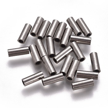 304 Stainless Steel Tube Beads, Stainless Steel Color, 8x3mm, Hole: 2mm