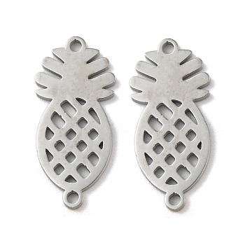 304 Stainless Steel Connector Charms, Pineapple, Stainless Steel Color, 19x8.5x1mm, Hole: 1.2mm